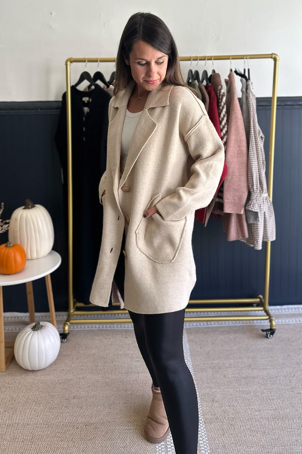 Oatmeal Long Button Front Cardigan