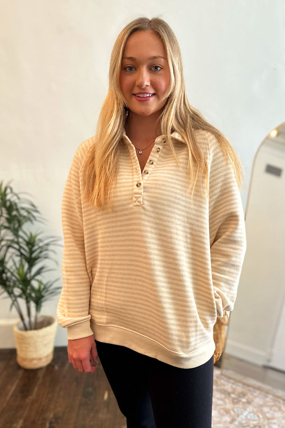 Taupe Stripe Pullover