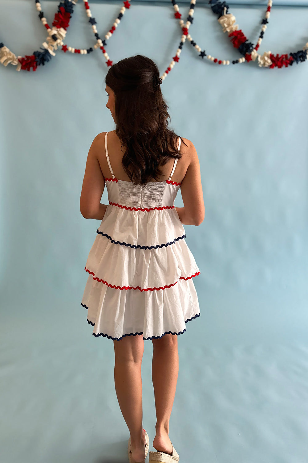 White Dress with Red and Blue Ric Rac