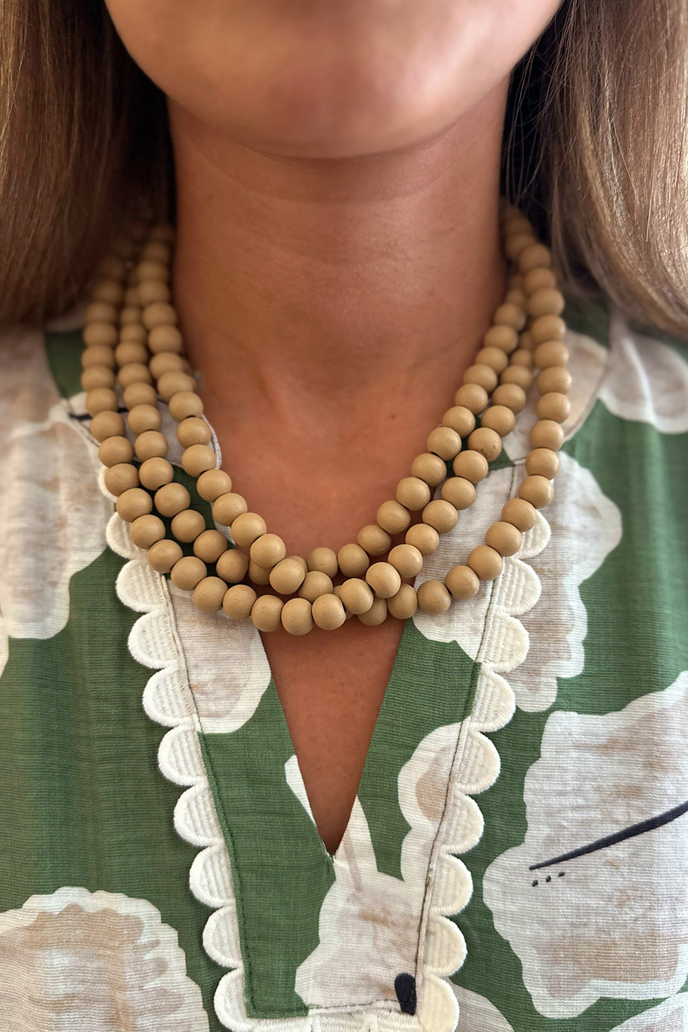 Wooden Layered Bead Necklace