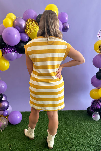 Yellow Striped SS Dress