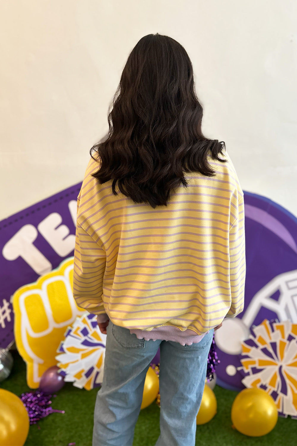 Yellow Purple Stripe Sweatshirt
