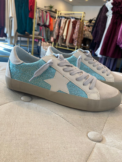 Paula Sneaker in Aqua Glitter- Shu Shop